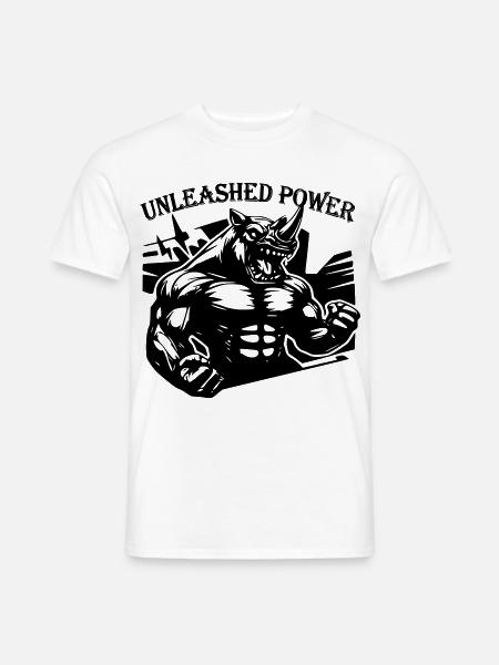 Nashorn Kraftsport Unleashed Power - Männer T-Shirt - Weiß