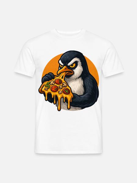Entschlossener Pinguin Pizza Italienisches Essen - Männer T-Shirt - Weiß