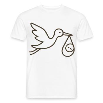 Cigogne avec bébé enfant - Arrivée minimale de bébé - T-shirt homme - blanc - Devant - AI Model Male 178 dark (178cm)