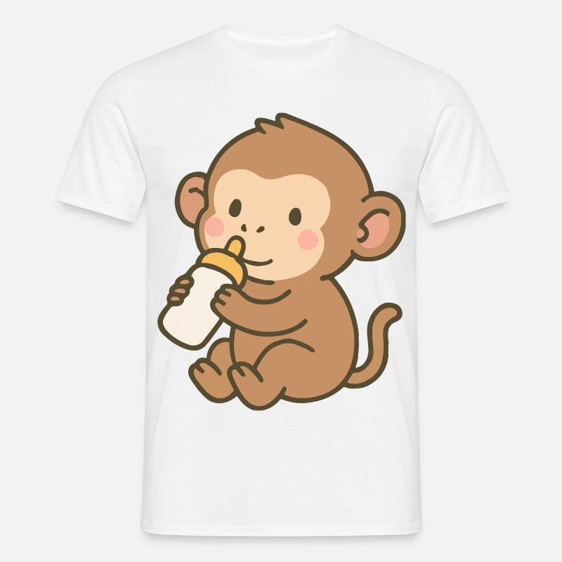 Fläschchen-Äffchen - Männer T-Shirt - Weiß