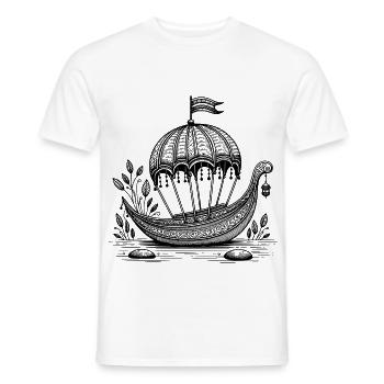 Retro Sailing Ship – Adventure & Freedom Motif - Men's T-Shirt - white - Front - AI Model Male 178 dark (178cm)