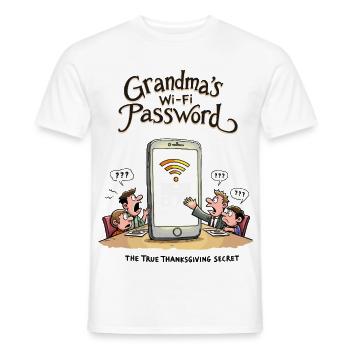 Mot de passe Wi-Fi de grand-mère - T-shirt homme - blanc - Devant - AI Model Male 178 dark (178cm)