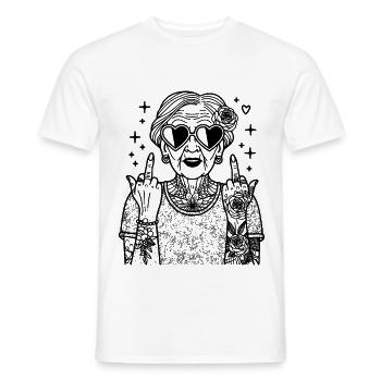 Cool Grandma – Retro Clipart with Sunglasses - Men's T-Shirt - white - Front - AI Model Male 178 dark (178cm)