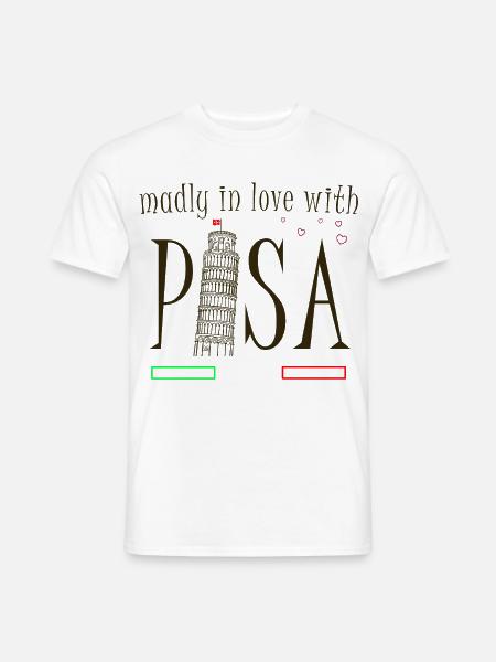 Verliebt in Pisa, Handzeichnung, schiefer Turm - Männer T-Shirt - Weiß