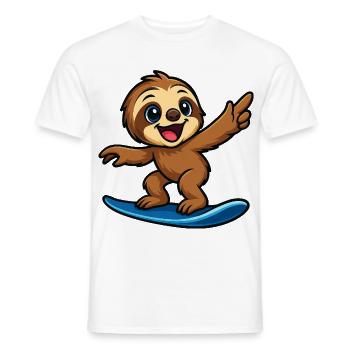 Tenue de plage cool Sloth Surfer pour enfants - T-shirt homme - blanc - Devant - AI Model Male 178 dark (178cm)