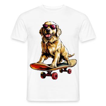 Skateboard Golden Retriever - Männer T-Shirt - Weiß - Vorne - AI Model Male 178 dark (178cm)