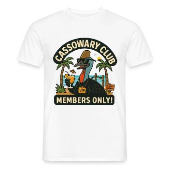 Australia Beach Cassowary Club Members Only  - Men's T-Shirt - white - Front - AI Model Male 178 dark (178cm)