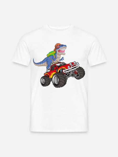 Dinosaur Monster Truck Adventure zurück zur Schule - Männer T-Shirt - Weiß