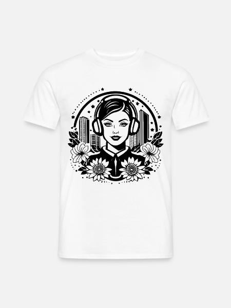 Subkultur, Stil – Frau, Kopfhörer, Treffpunkt - Männer T-Shirt - Weiß