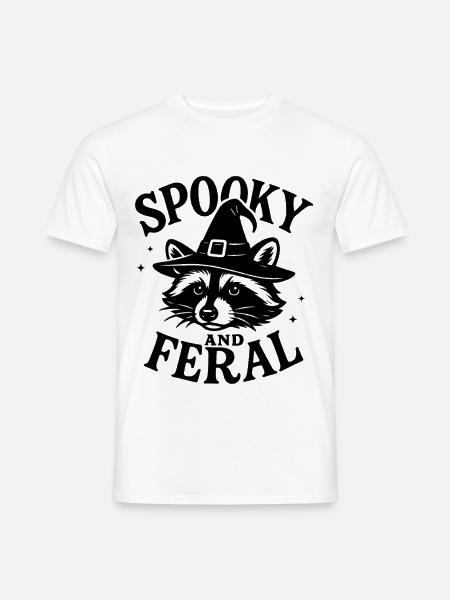 Spooky and Feral Halloween Waschbär Design - Männer T-Shirt - Weiß