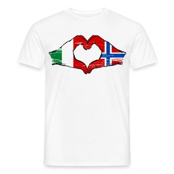 Drapeau de l'Italie et de la Norvège en forme de cœur - T-shirt homme - blanc - Devant - AI Model Male 178 dark (178cm)