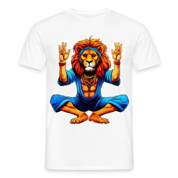 Lion Yoga - Men's T-Shirt - white - Front - AI Model Male 178 dark (178cm)