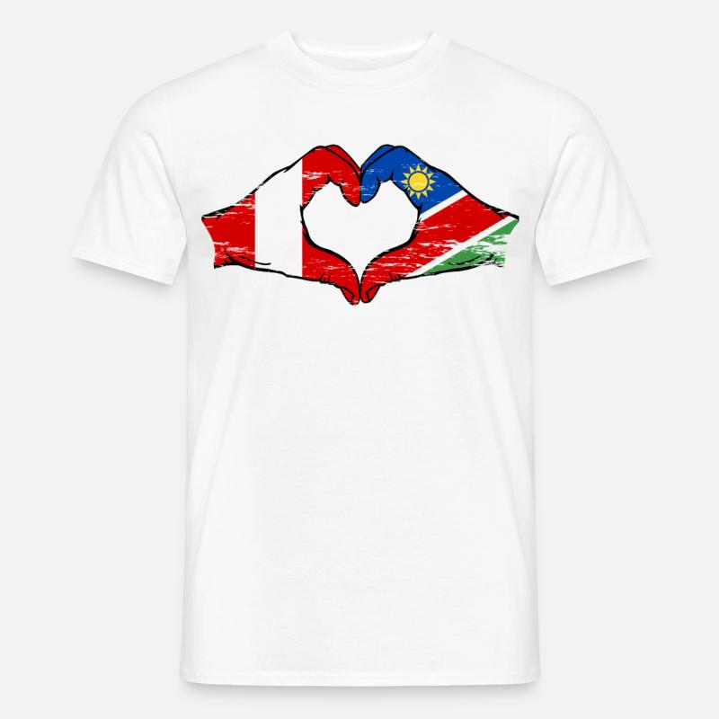 Peru Namibia Flagge Herz used - Männer T-Shirt - Weiß