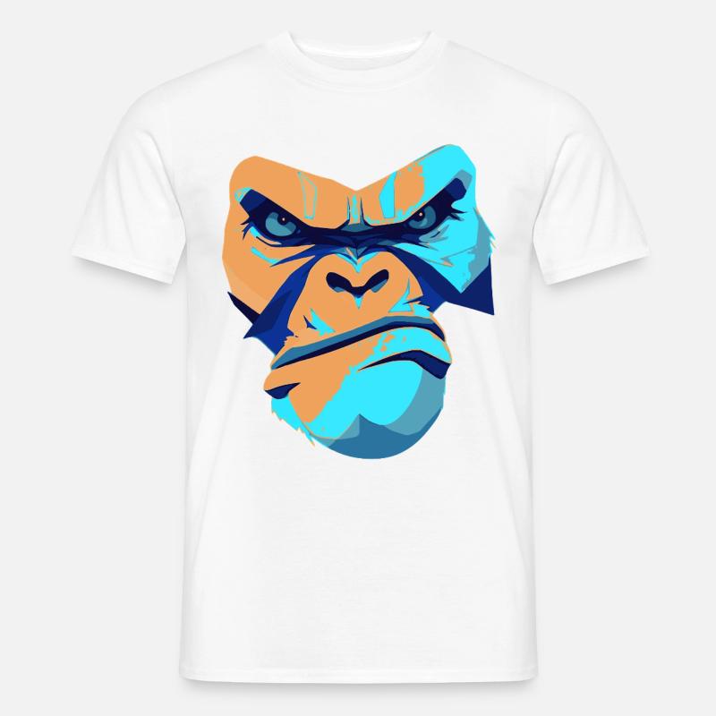 Imprimé imprété Gorille Bleu Devant - T-shirt homme - blanc
