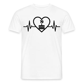 Heart Birthday 70 Years Cake - Men's T-Shirt - white - Front - AI Model Male 178 dark (178cm)