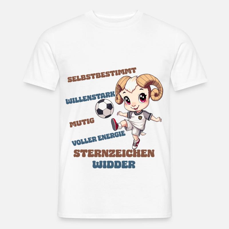 Fußball Sternzeichen Widder Eigenschaften Aries - Männer T-Shirt - Weiß