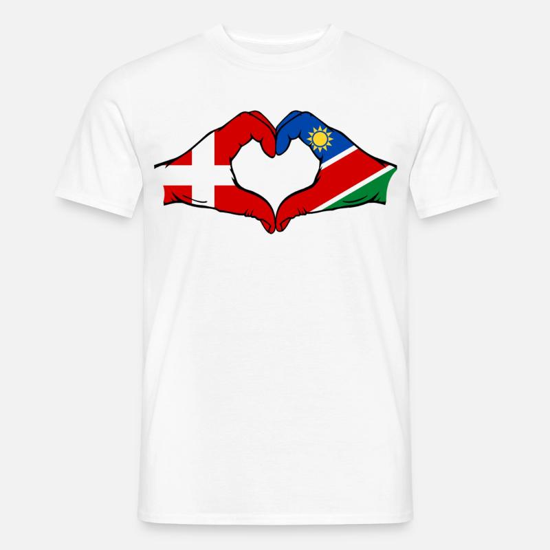 Dänemark Namibia Flagge Herz - Männer T-Shirt - Weiß