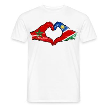 Morocco Namibia Flag Hands Heart Shape - Men's T-Shirt - white - Front - AI Model Male 178 dark (178cm)