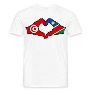 Tunisia Namibia Flag Hands Heart Shape Used - Men's T-Shirt - white - Front - AI Model Male 178 dark (178cm)