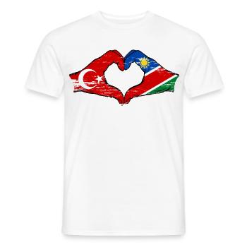 Drapeau de la Turquie et de la Namibie, forme de cœur, utilisé - T-shirt homme - blanc - Devant - AI Model Male 178 dark (178cm)