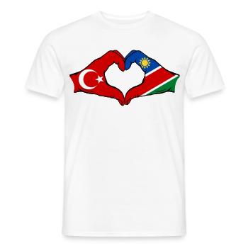 Türkiye Namibia flag hands heart shape - Men's T-Shirt - white - Front - AI Model Male 178 dark (178cm)