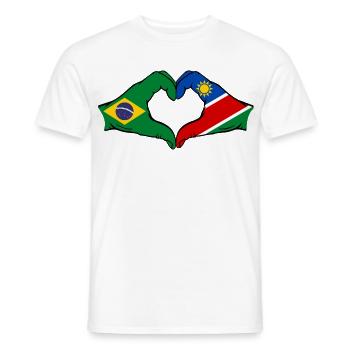 Brésil Palestine Drapeau Mains Coeur Forme - T-shirt homme - blanc - Devant - AI Model Male 178 dark (178cm)