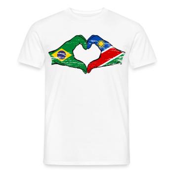 Brazil Namibia Flag Hands Heart Shape - Men's T-Shirt - white - Front - AI Model Male 178 dark (178cm)