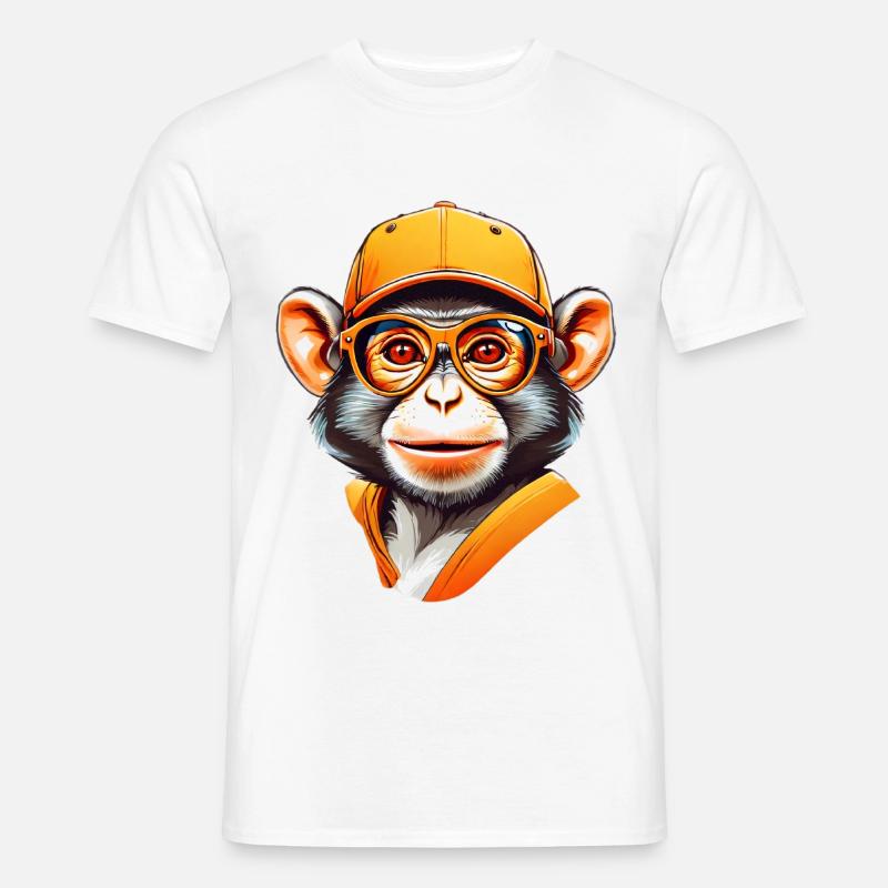 Cool Affe mit Cap und Brille - Männer T-Shirt - Weiß