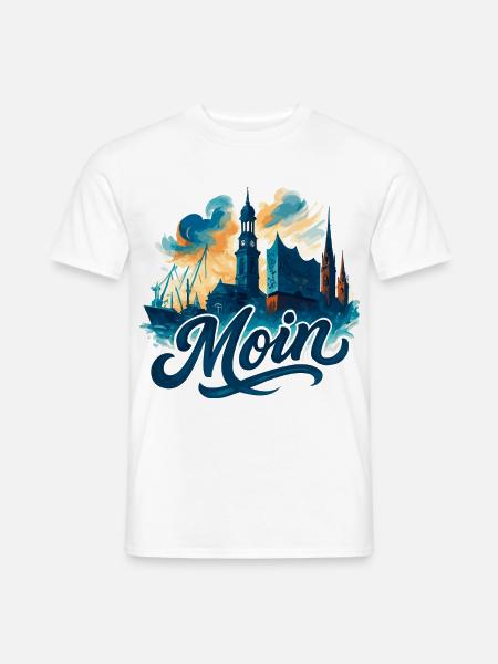 Hamburg Moin Stadt Silhouette maritim Geschenk - Männer T-Shirt - Weiß