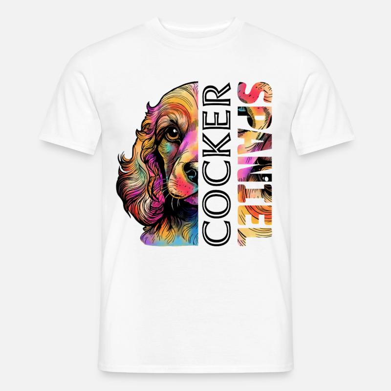 Farbenfroher Cocker Spaniel - Männer T-Shirt - Weiß