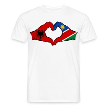 Albania Namibia Flag Hands Heart Shape - Men's T-Shirt - white - Front - AI Model Male 178 dark (178cm)