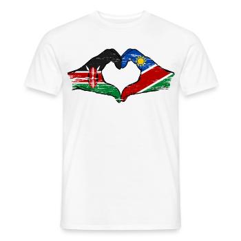Kenya Namibia Flag Hands Heart Shape used - Men's T-Shirt - white - Front - AI Model Male 178 dark (178cm)