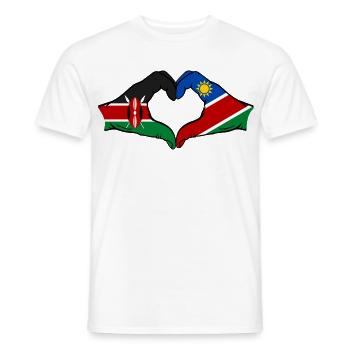 Kenya Namibia Flag Hands Heart Shape - Men's T-Shirt - white - Front - AI Model Male 178 dark (178cm)