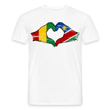 Guiena Namibia Flag Hands Heart Shape Used - Men's T-Shirt - white - Front - AI Model Male 178 dark (178cm)