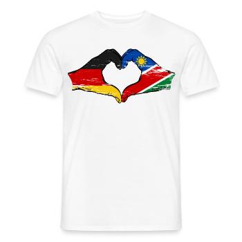 Drapeau de l'Allemagne et de la Namibie, forme de cœur, utilisé - T-shirt homme - blanc - Devant - AI Model Male 178 dark (178cm)