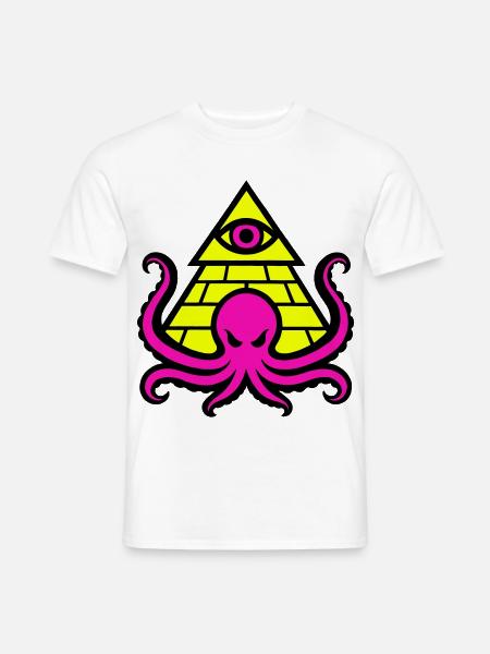 Pyramide avec pieuvre et œil occultes - T-shirt homme - blanc