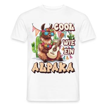 Éventail d’alpaga COOL COMME UN LAMA D’ALPAGA Drôle - T-shirt homme - blanc - Devant - AI Model Male 178 dark (178cm)