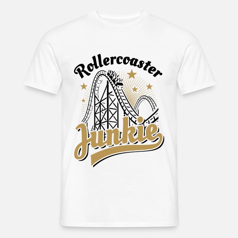 Rollercoaster Junkie - Achterbahn - Looping - Männer T-Shirt - Weiß