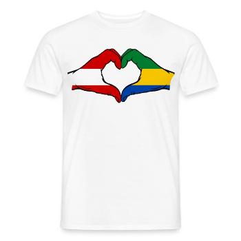 Austria Gabon Flag Hands Heart Shape Used - Men's T-Shirt - white - Front - AI Model Male 178 dark (178cm)