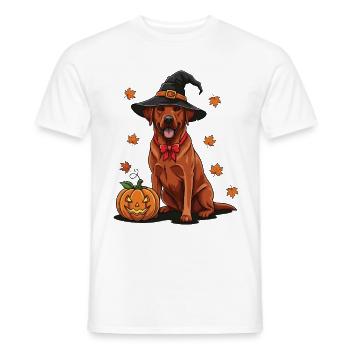 Labrador d'Halloween avec un chapeau de sorcière - T-shirt homme - blanc - Devant - AI Model Male 178 dark (178cm)
