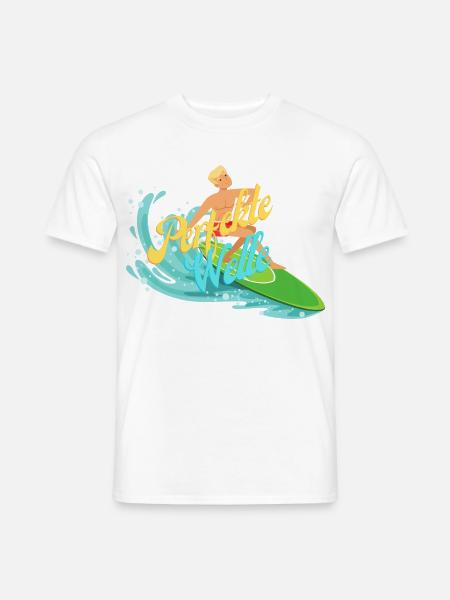 Bunter Surfer mit Wasserwellen - Männer T-Shirt - Weiß