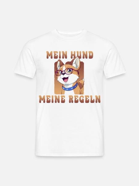 Hunde mit Brille und Spruch-mein Hund meine Regeln - Männer T-Shirt - Weiß