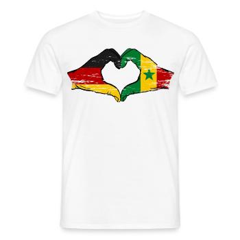 Germany Senegal flag hands heart shape used - Men's T-Shirt - white - Front - AI Model Male 178 dark (178cm)