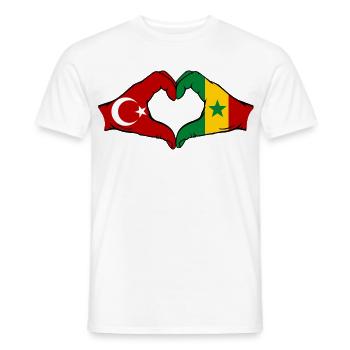 Turquie Sénégal Drapeau Mains Coeur Forme - T-shirt homme - blanc - Devant - AI Model Male 178 dark (178cm)