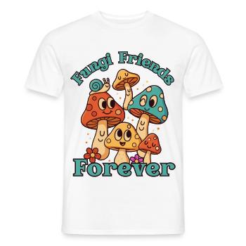 Fungi Friends Forever – Cartoon Design - Men's T-Shirt - white - Front - AI Model Male 178 dark (178cm)