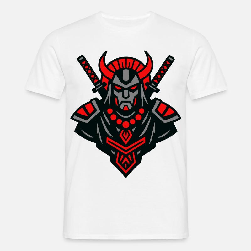Samurai Devil Warrior - Männer T-Shirt - Weiß