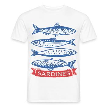 Sardines - T-shirt homme - blanc - Devant - AI Model Male 178 dark (178cm)