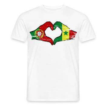 Portugal Sénégal drapeau mains coeur utilisé - T-shirt homme - blanc - Devant - AI Model Male 178 dark (178cm)