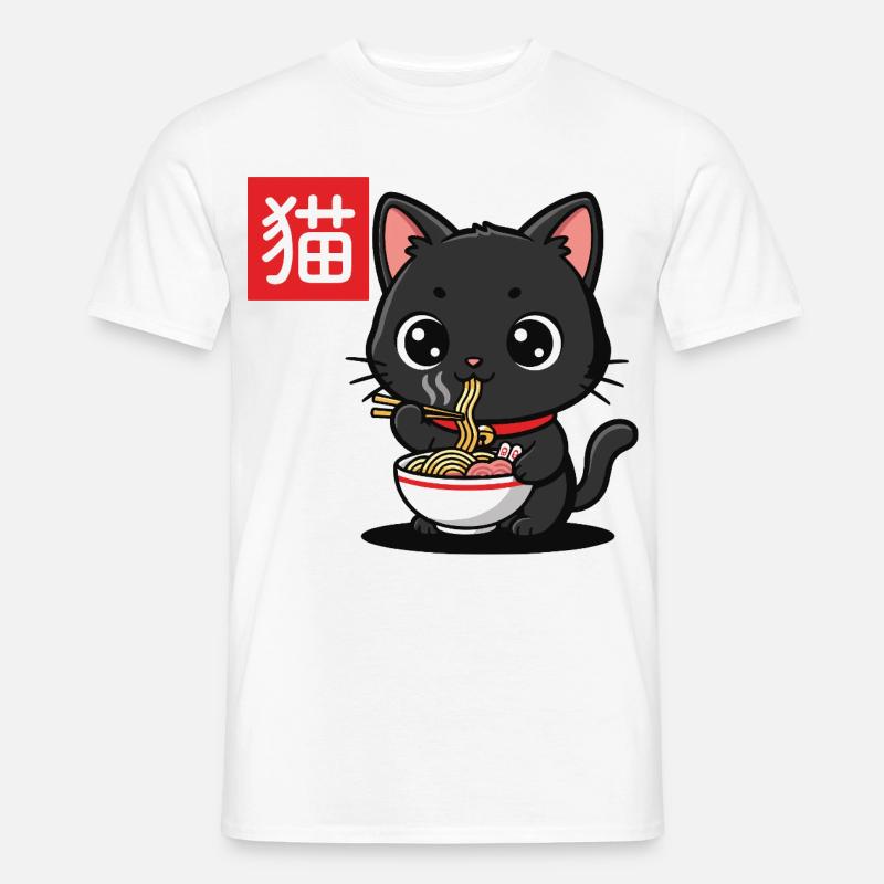 Kätzchen Isst Ramen Illustration - Männer T-Shirt - Weiß