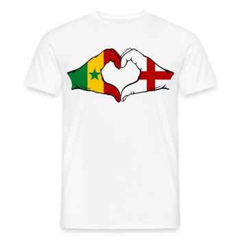 Senegal England Flagge Hände Herzform used - Männer T-Shirt - Weiß - Vorne - AI Model Male 178 dark (178cm)